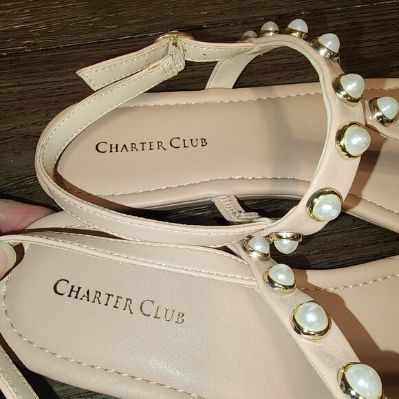 CHARTER CLUB Avita Embellished T-Strap Slingback Sandals NWT SLIN BLUSH 9M - Picture 5 of 9